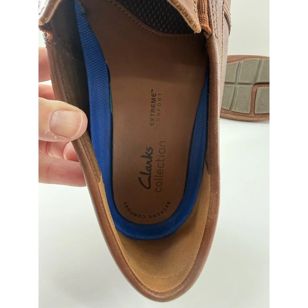 Clarks Men's Shoe Markman Brown Leather Driving Style Loafers Slippers Size 13 M